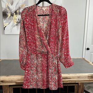 Parker Red and White Animal Print Dress